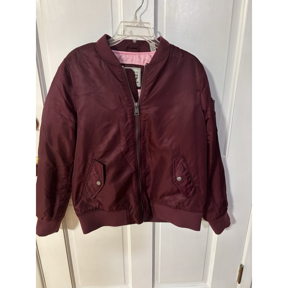 Vintage Levis Bomber‎ Jacket Womens  Large Red Pink Lined Soft Shell VTG
